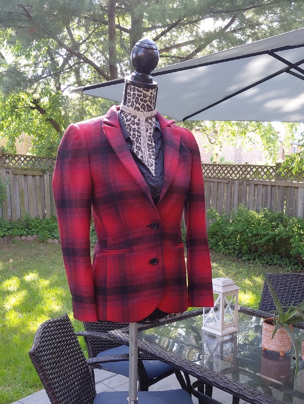 Pink Tartan Red and Black Plaid Blazer